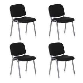 Set van vier vierpotige stoelen XT 600 S met zwarte bekleding en zilveren frame van hjh OFFICE