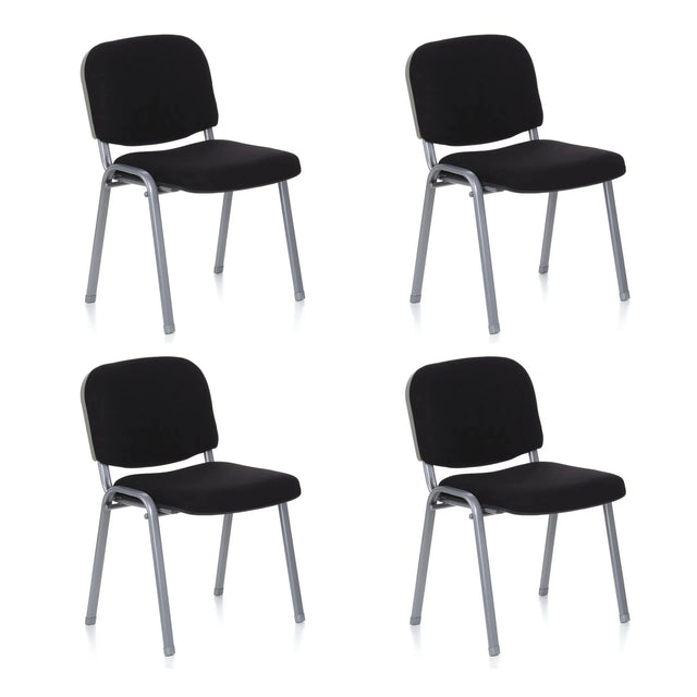 Set van vier vierpotige stoelen XT 600 S met zwarte bekleding en zilveren frame van hjh OFFICE