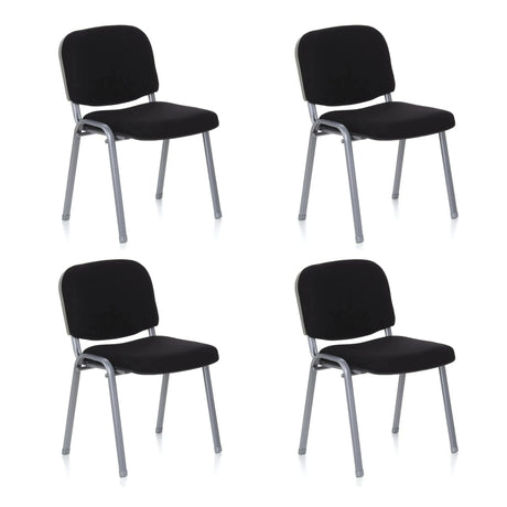 Set van vier vierpotige stoelen XT 600 S met zwarte bekleding en zilveren frame van hjh OFFICE