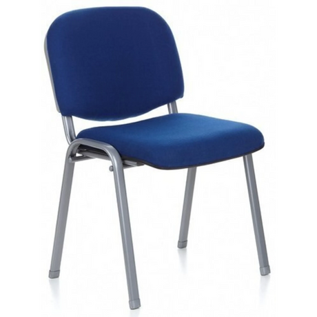 Vierpotige stoel XT 600 S met blauwe stoffen bekleding en zilverkleurig metalen onderstel van hjh OFFICE