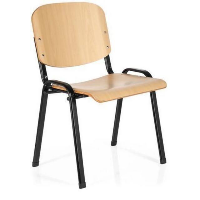 Vierpotige stoel XT 600 SW H van licht beukenhout met een zwart metalen onderstel van hjh OFFICE