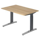Hoogteverstelbaar bureau XTRA XB 12 GC in eikenlook met donkergrijs onderstel van hjh OFFICE PRO