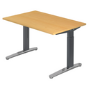 Hoogteverstelbaar bureau XTRA XB 12 GC in beuken met grijze poten van hjh OFFICE PRO