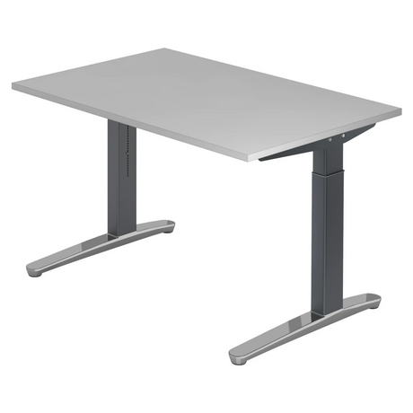 Hoogteverstelbaar bureau XTRA XB 12 GC in grijs met T-pootonderstel van hjh OFFICE PRO