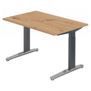 Hoogteverstelbaar bureau XTRA XB 12 GC in knoestig eiken met grijs frame van hjh OFFICE PRO