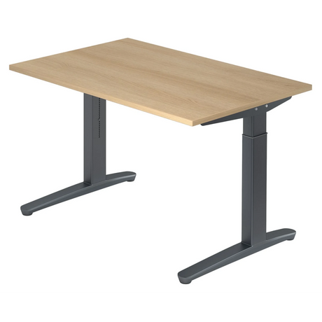 Hoogteverstelbaar bureau XTRA XB 12 GG met licht eikenhouten blad en antracietkleurig onderstel van hjh OFFICE PRO