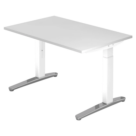 Hoogteverstelbaar bureau XTRA XB 12 WC in het wit met rechthoekig tafelblad van hjh OFFICE PRO