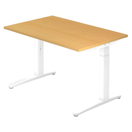 Hoogteverstelbaar bureau XTRA XB 12 WW met beukenkleurig blad en wit onderstel van hjh OFFICE PRO