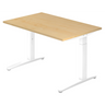 Hoogteverstelbaar bureau XTRA XB 12 WW in esdoornoptiek met wit onderstel van hjh OFFICE PRO