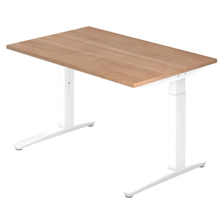 Hoogteverstelbaar bureau XTRA XB 12 WW in walnootlook met wit onderstel van hjh OFFICE PRO