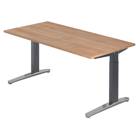 Hoogteverstelbaar bureau XTRA XB 16 GC in walnoot-look met grijze poten van hjh OFFICE PRO