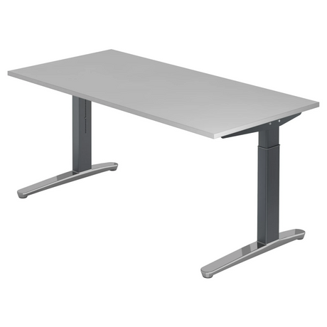 Hoogteverstelbaar bureau XTRA XB 16 GC in grijs met rechthoekig tafelblad van hjh OFFICE PRO