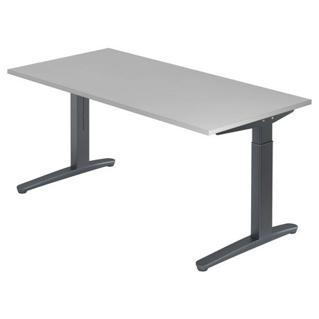 Hoogteverstelbaar bureau XTRA XB 16 GG met grijs tafelblad en donkere poten van hjh OFFICE PRO
