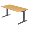 Hoogteverstelbaar bureau XTRA XB 16 GG met lichtbruin beukenhouten blad en donkergrijs frame van hjh OFFICE PRO