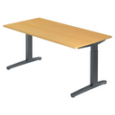 Hoogteverstelbaar bureau XTRA XB 16 GG met lichtbruin beukenhouten blad en donkergrijs frame van hjh OFFICE PRO
