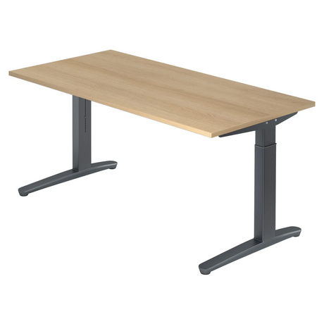 Hoogteverstelbaar bureau XTRA XB 16 GG in eikenlook met donkergrijs frame van hjh OFFICE PRO
