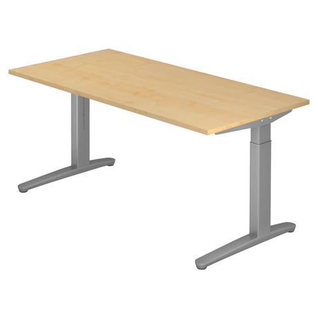 Hoogteverstelbaar bureau XTRA XB 16 SS in esdoorn met grijze T-poten van hjh OFFICE PRO