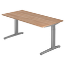 Hoogteverstelbaar bureau XTRA XB 16 SS in walnootlook met grijs onderstel van hjh OFFICE PRO