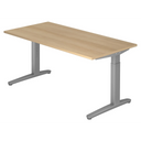 Hoogteverstelbaar bureau XTRA XB 16 SS in eikenlook met grijze T-poten van hjh OFFICE PRO