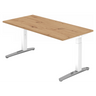 Hoogteverstelbaar bureau XTRA XB 16 WC met blad in knoestige eik en witte poten van hjh OFFICE PRO