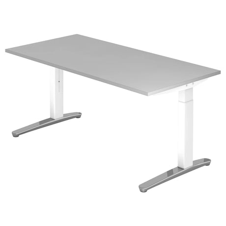 Hoogteverstelbaar bureau XTRA XB 16 WC met grijs tafelblad en wit onderstel van hjh OFFICE PRO