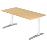 Hoogteverstelbaar bureau XTRA XB 16 WC in esdoorn met wit onderstel van hjh OFFICE PRO