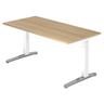 Hoogteverstelbaar bureau XTRA XB 16 WC met eikenkleurig tafelblad en wit onderstel van hjh OFFICE PRO