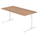 Hoogteverstelbaar bureau XTRA XB 16 WW met walnoot tafelblad en wit onderstel van hjh OFFICE PRO