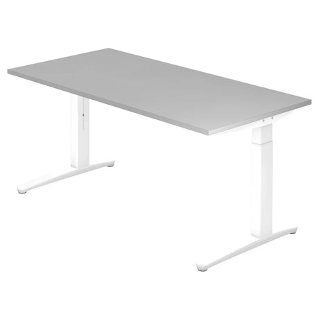 Hoogteverstelbaar bureau XTRA XB 16 WW met grijs tafelblad en wit onderstel van hjh OFFICE PRO