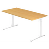 Hoogteverstelbaar bureau XTRA XB 16 WW met beukenkleurig blad en wit onderstel van hjh OFFICE PRO