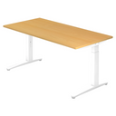 Hoogteverstelbaar bureau XTRA XB 16 WW met beukenkleurig blad en wit onderstel van hjh OFFICE PRO