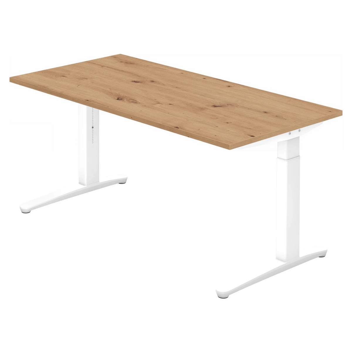 Hoogteverstelbaar bureau XTRA XB 16 WW in rustiek eiken met wit onderstel van hjh OFFICE PRO