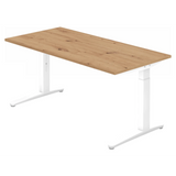 Hoogteverstelbaar bureau XTRA XB 16 WW in rustiek eiken met wit onderstel van hjh OFFICE PRO