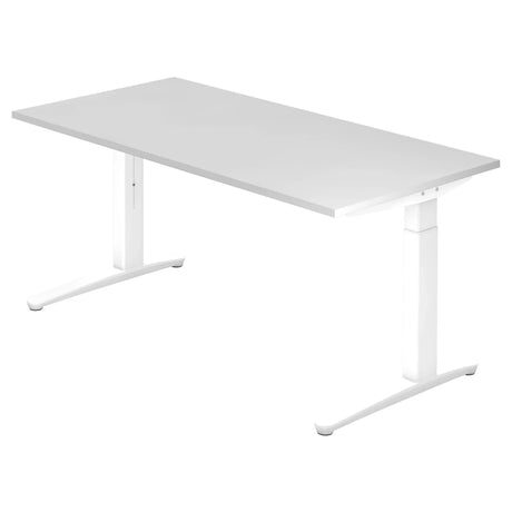 Hoogteverstelbaar bureau XTRA XB 16 WW in het wit met rechthoekig tafelblad van hjh OFFICE PRO