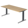 Hoogteverstelbaar bureau XTRA XB 19 GC in eikenlook met grijze poten van hjh OFFICE PRO