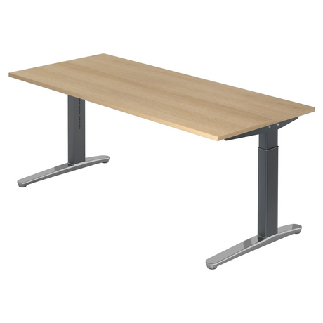 Hoogteverstelbaar bureau XTRA XB 19 GC in eikenlook met grijze poten van hjh OFFICE PRO