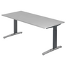 Hoogteverstelbaar bureau XTRA XB 19 GC in grijs met een groot tafelblad van hjh OFFICE PRO