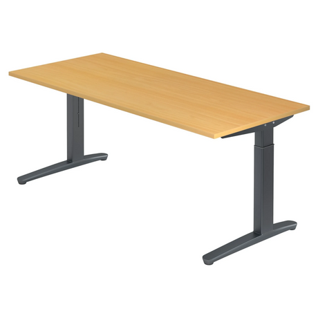 Hoogteverstelbaar bureau XTRA XB 19 GG met beukenkleurig blad en donkere poten van hjh OFFICE PRO