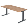 Hoogteverstelbaar bureau XTRA XB 19 GG in walnoot-look met donkergrijs frame van hjh OFFICE PRO