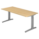 Hoogteverstelbaar bureau XTRA XB 19 SS in esdoornlook met grijze T-poten van hjh OFFICE PRO