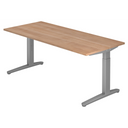 Hoogteverstelbaar bureau XTRA XB 19 SS in walnootlook met grijze T-poten van hjh OFFICE PRO