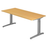Hoogteverstelbaar bureau XTRA XB 19 SS in beukenlook met grijze T-poten van hjh OFFICE PRO