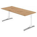 Hoogteverstelbaar bureau XTRA XB 19 WC in knoestig eiken met wit onderstel van hjh OFFICE PRO