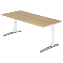 Hoogteverstelbaar bureau XTRA XB 19 WC in eikenlook met witte poten van hjh OFFICE PRO