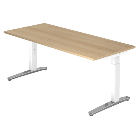 Hoogteverstelbaar bureau XTRA XB 19 WC in eikenlook met witte poten van hjh OFFICE PRO