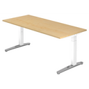 Hoogteverstelbaar bureau XTRA XB 19 WC in esdoornlook met witte poten van hjh OFFICE PRO