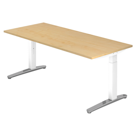 Hoogteverstelbaar bureau XTRA XB 19 WC in esdoornlook met witte poten van hjh OFFICE PRO