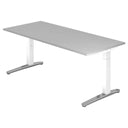 Hoogteverstelbaar bureau XTRA XB 19 WC met grijs tafelblad en witte poten van hjh OFFICE PRO