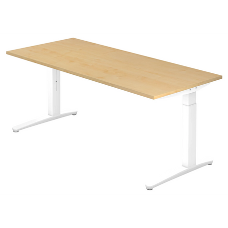 Hoogteverstelbaar bureau XTRA XB 19 WW in esdoorn met wit onderstel van hjh OFFICE PRO