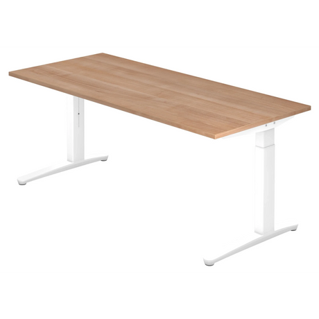 Hoogteverstelbaar bureau XTRA XB 19 WW met walnoten blad en wit onderstel van hjh OFFICE PRO